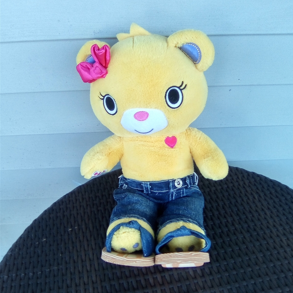 BUILD-A- BEAR WORKSHOP Yellow Teddy Bear with Pink Bow - Picture 4 of 8